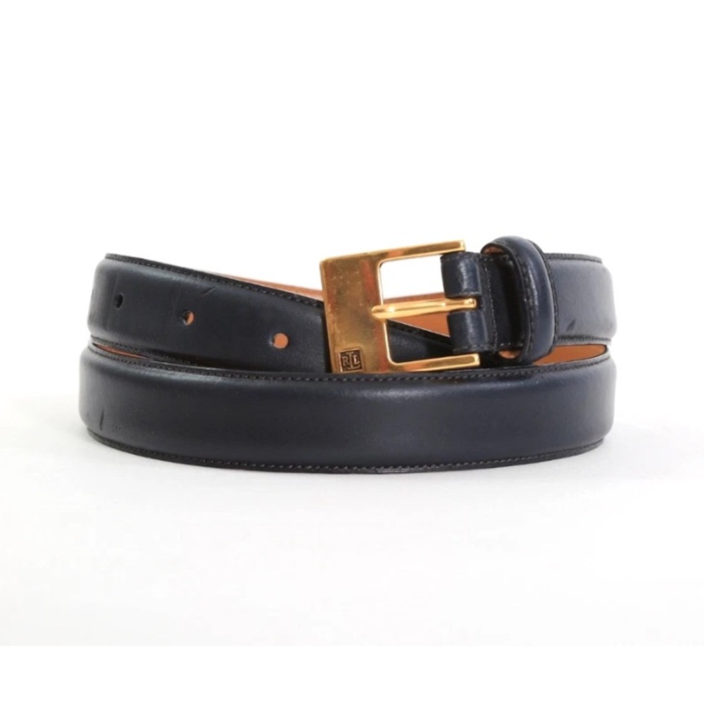 Lauren Ralph Lauren navy blue Italian leather belt Sz. L